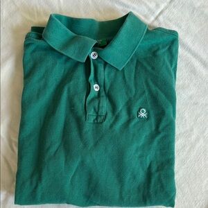 Benetton Classic Boys Green Polo Shirt with Logo (sz. 14)
